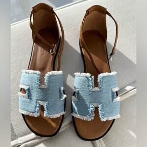 Hermes denim Santorini sandals